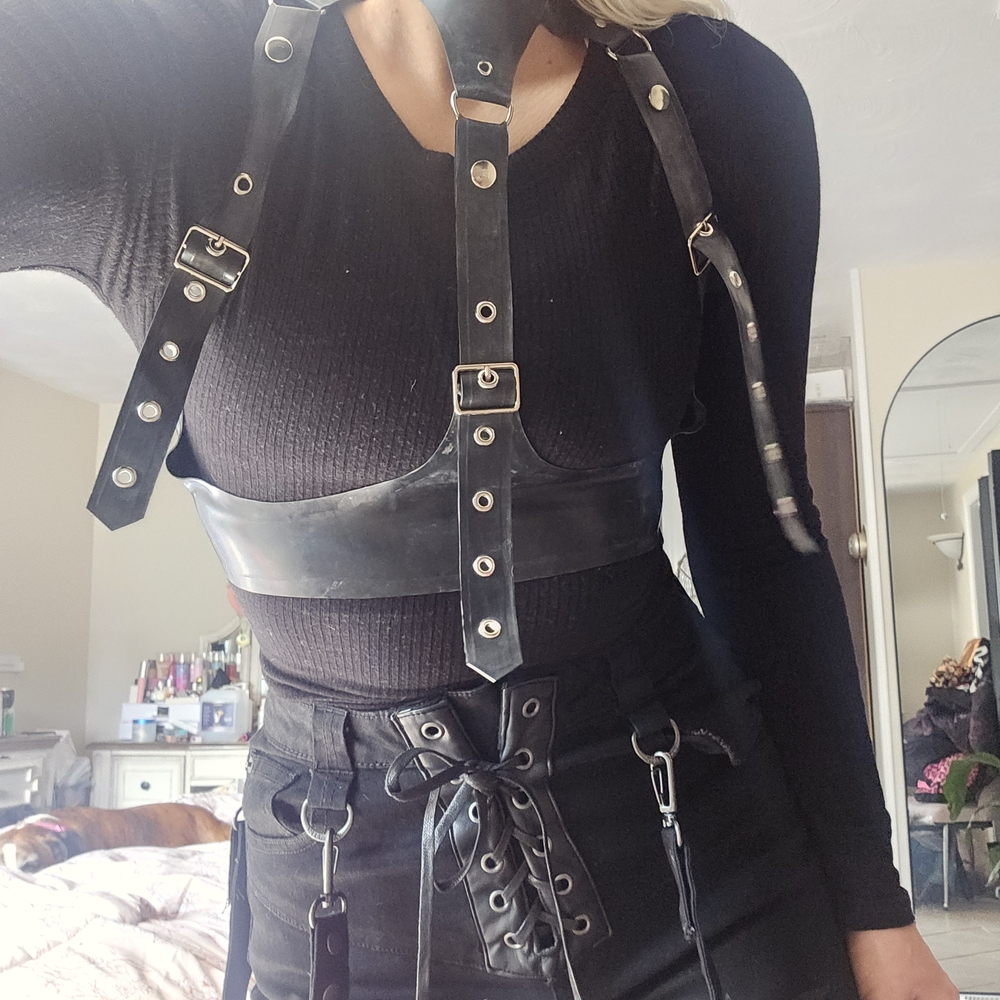 Black Latex Harness Top